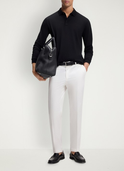 BOSS Pado regular fit polo met logo en stretch  - voorkant 2 zwart