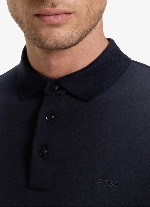 BOSS Pado regular fit polo met logo en stretch  - detail 3 donkerblauw