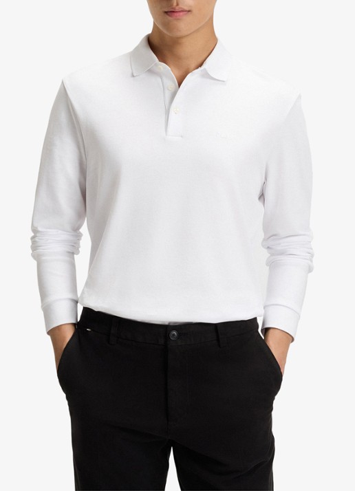BOSS Pado regular fit polo met logo en stretch  - detail 3 wit