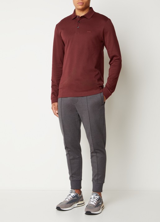 BOSS Pado regular fit polo met logo en stretch  - voorkant 2 donkerrood