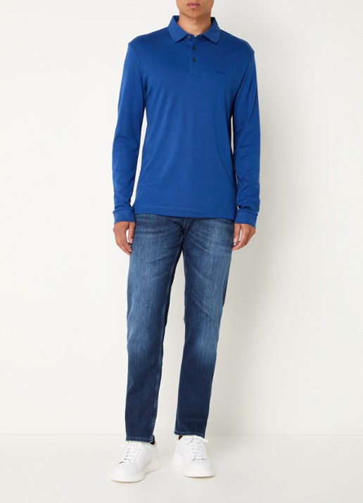 BOSS Pado regular fit polo met logo en stretch  - voorkant 4 royalblauw