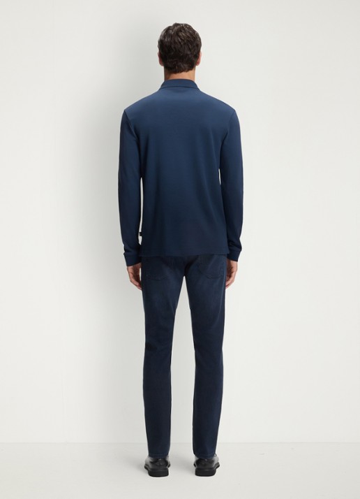 BOSS Pado regular fit polo met logo en stretch  - achterkant 3 petrol
