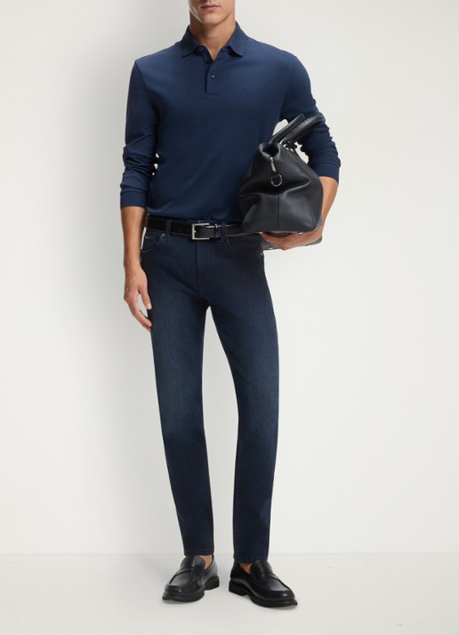 BOSS Pado regular fit polo met logo en stretch  - voorkant 5 petrol