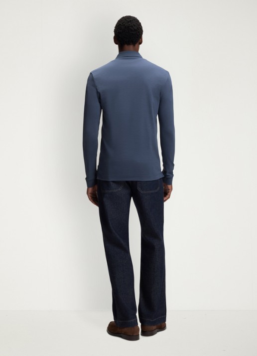 BOSS Pado regular fit polo met logo en stretch  - achterkant 5 blauwgrijs