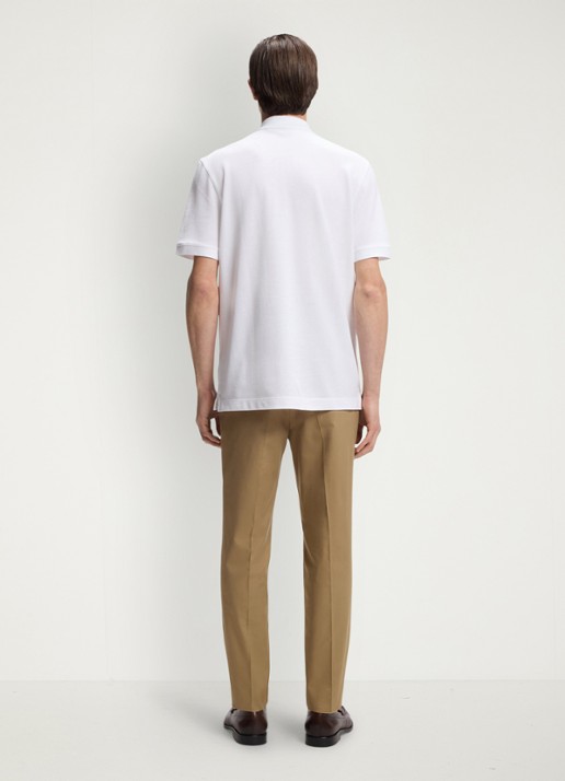 BOSS Pallas-polo van katoenpiqué met logostiksel - achterkant 5 white-100 / wit