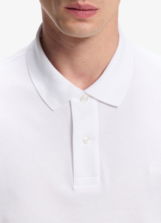 BOSS Pallas-polo van katoenpiqué met logostiksel - detail 2 white-100 / wit