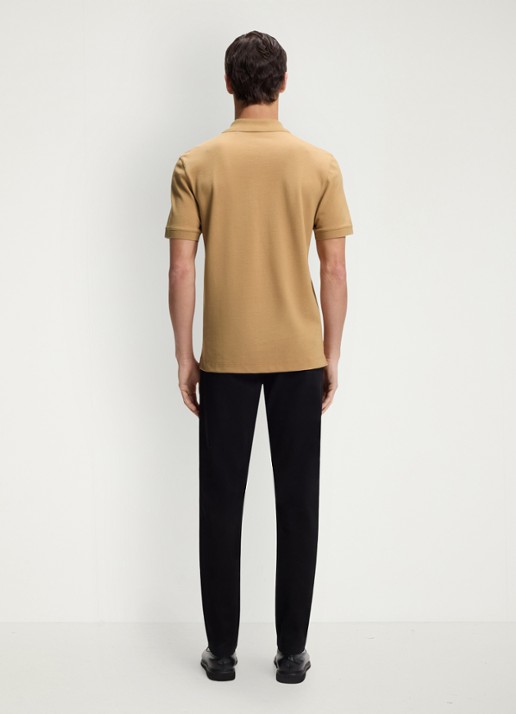 BOSS Pallas-polo van katoenpiqué met logostiksel - achterkant medium beige-260 / beige