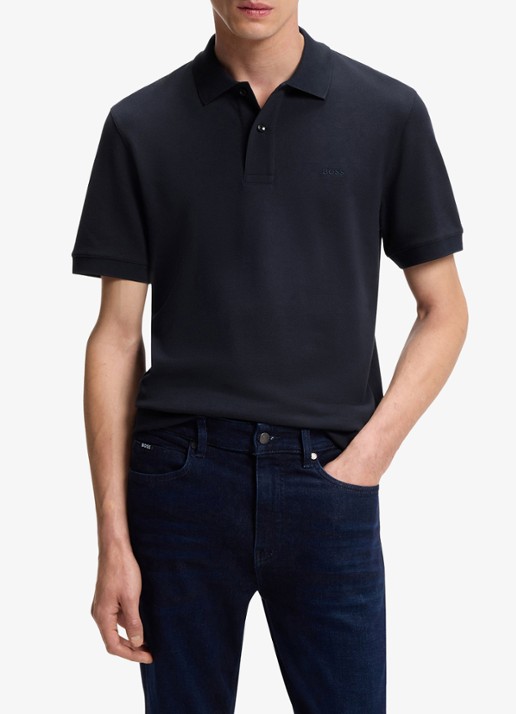 BOSS Pallas-polo van katoenpiqué met logostiksel