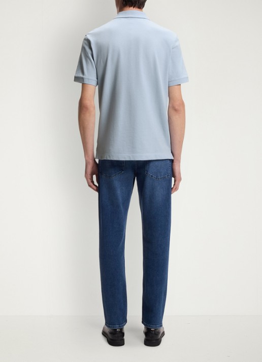 BOSS Pallas-polo van katoenpiqué met logostiksel - achterkant 6 light /pastel blue-450 / lichtblauw