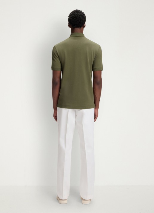 BOSS Pallas-polo van katoenpiqué met logostiksel - achterkant open green-347 / groen