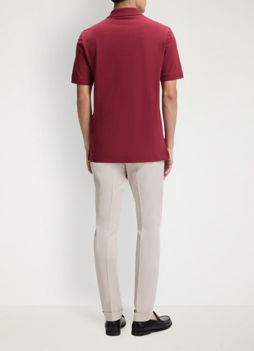 BOSS Pallas-polo van katoenpiqué met logostiksel - achterkant medium red-611 / rood