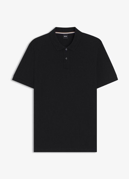 BOSS Pallas regular fit polo van piqué katoen - voorkant 2 zwart