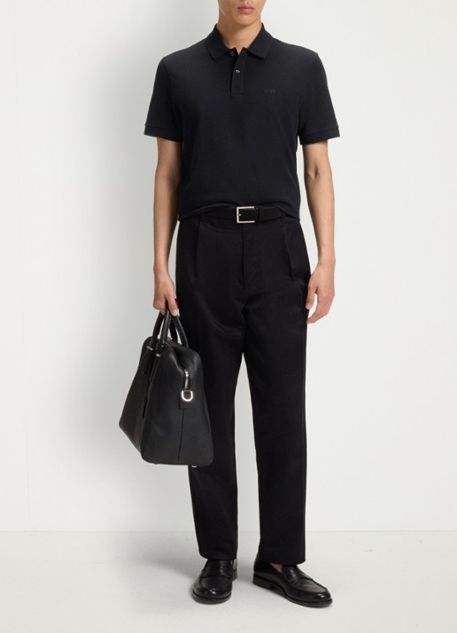BOSS Pallas regular fit polo van piqué katoen - voorkant 3 zwart