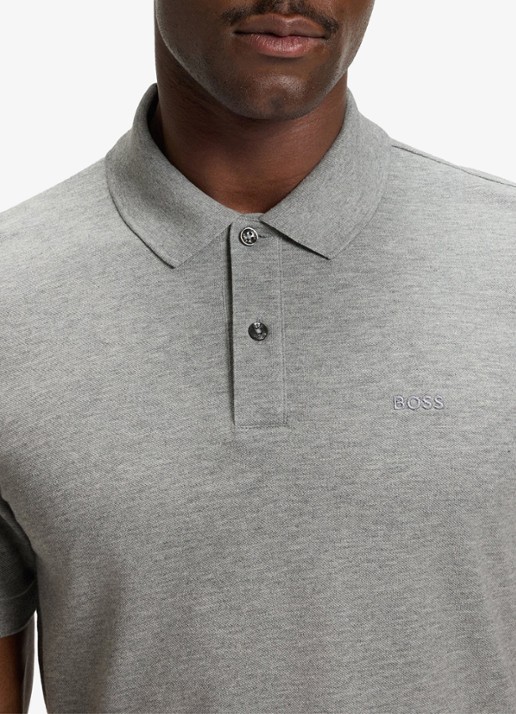 BOSS Pallas regular fit polo van piqué katoen - detail 3 grijsmele