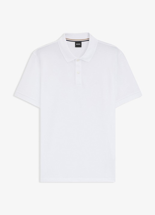 BOSS Pallas regular fit polo van piqué katoen - voorkant 2 wit