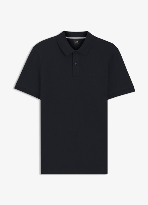 BOSS Pallas regular fit polo van piqué katoen - voorkant donkerblauw