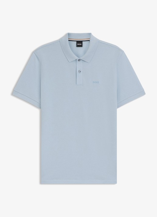 BOSS Pallas regular fit polo van piqué katoen - voorkant 4 lichtblauw