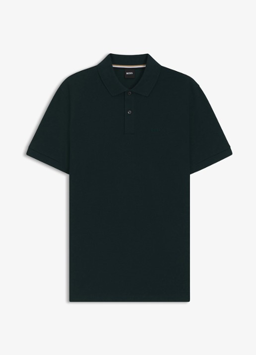 BOSS Pallas regular fit polo van piqué katoen - voorkant groen