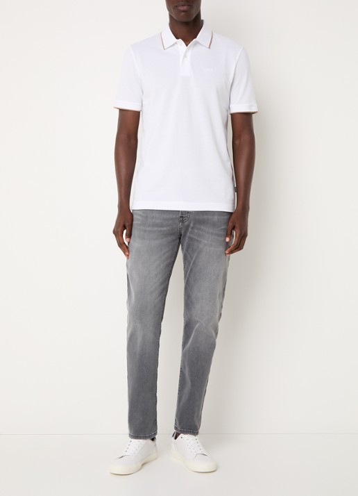 BOSS Parlay regular fit polo met logo - voorkant 2 white-100 / wit