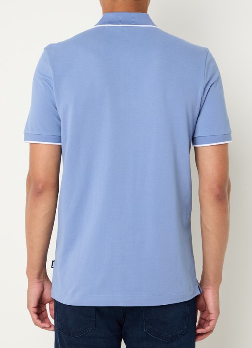BOSS Parlay regular fit polo met logo - achterkant light /pastel blue-459 / blauw