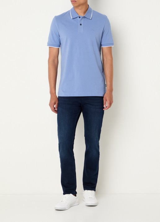 BOSS Parlay regular fit polo met logo - voorkant 3 light /pastel blue-459 / blauw