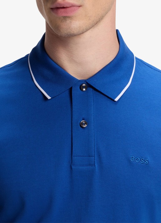 BOSS Parlay regular fit polo met logo - detail 3 medium blue-429 / blauw