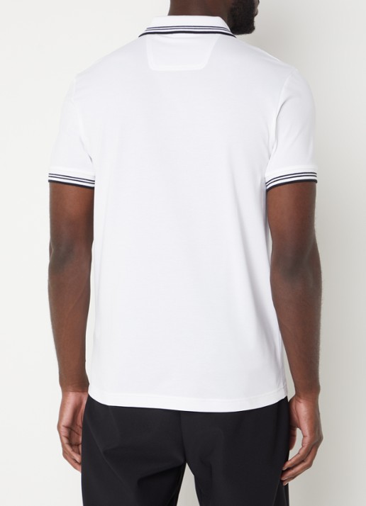 BOSS Paul slim fit polo van piqué katoen met logo - achterkant wit