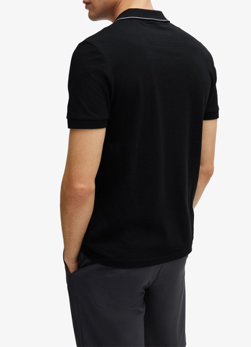 BOSS Paule slim fit polo met logoborduring - achterkant zwart