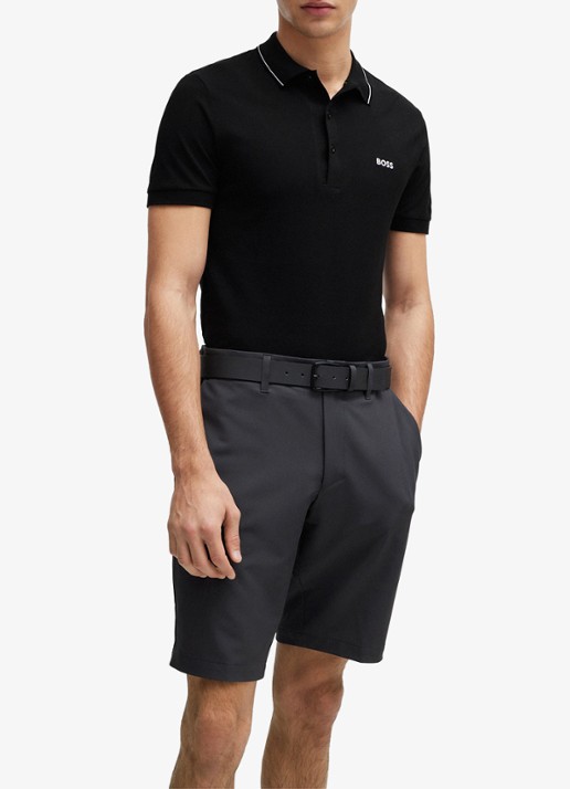 BOSS Paule slim fit polo met logoborduring - detail 4 zwart