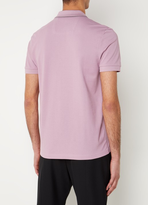 BOSS Paule slim fit polo met logoborduring - achterkant oudroze