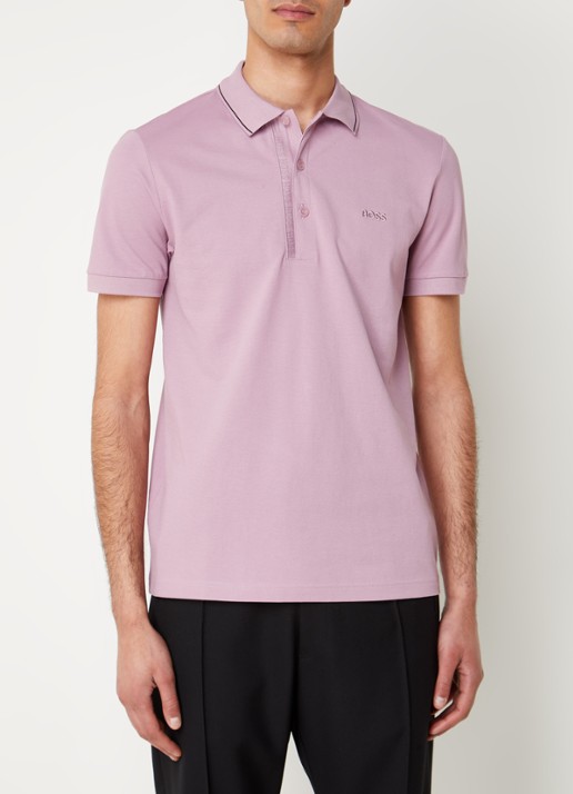 BOSS Paule slim fit polo met logoborduring - detail 2 oudroze