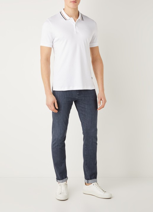 BOSS Penrose slim fit polo met logo - voorkant 3 wit