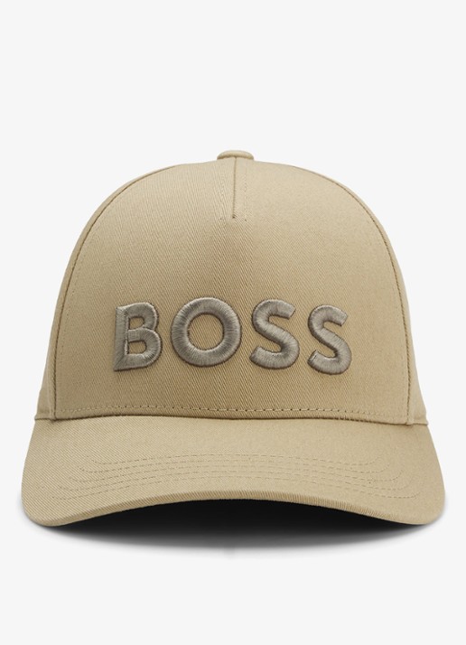 BOSS Pet met logoborduring - detail 2 donkerbeige