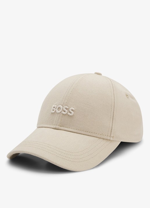 BOSS Pet van katoenen twill met ton-sur-ton logostiksel - achterkant light beige-275 / beige