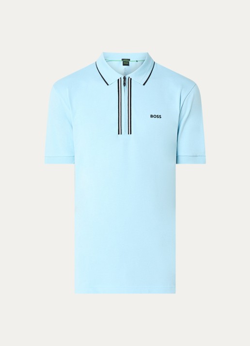 BOSS Phillix regular fit polo met logo - voorkant 3 lichtblauw