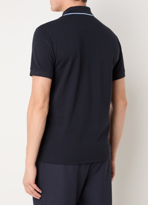 BOSS Phillix Tape regular fit polo van piqué katoen met logo - achterkant donkerblauw