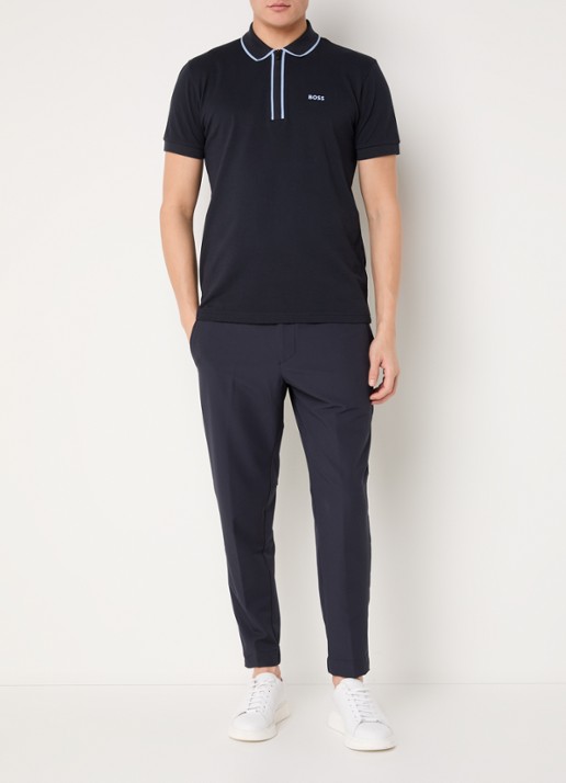 BOSS Phillix Tape regular fit polo van piqué katoen met logo - voorkant 4 donkerblauw