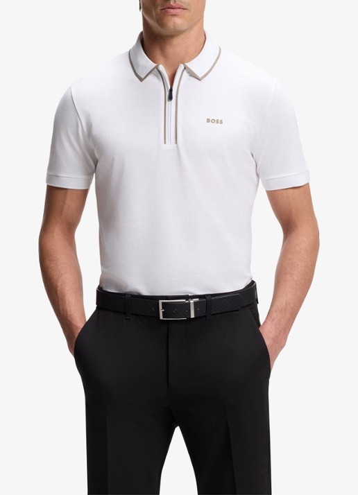 BOSS Phillix Tape regular fit polo van piqué katoen met logo