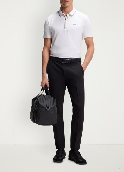 BOSS Phillix Tape regular fit polo van piqué katoen met logo - voorkant 4 wit