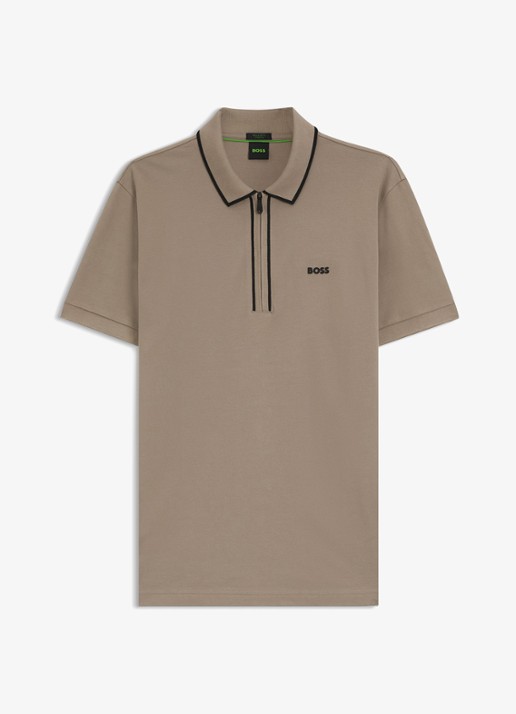 BOSS Phillix Tape regular fit polo van piqué katoen met logo - voorkant lindegroen