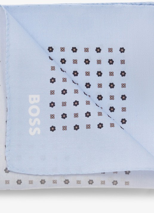 BOSS Pochet met bloemenprint - achterkant 3 lichtblauw