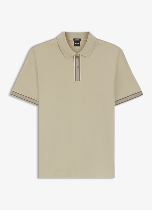 BOSS Polo met korte mouw - voorkant open beige-286 / beige