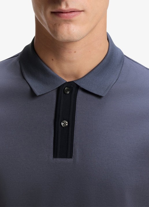 BOSS Polo met korte mouw - detail 5 open blue-466 / blauw