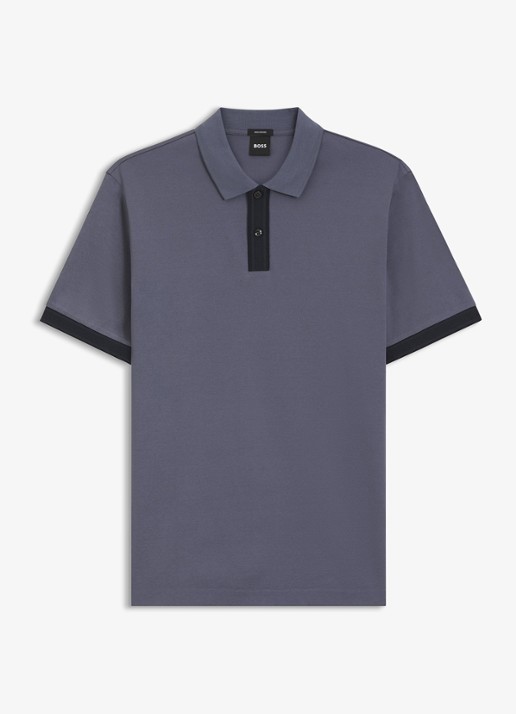 BOSS Polo met korte mouw - voorkant open blue-466 / blauw