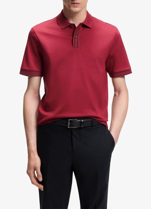 BOSS Polo met korte mouw - detail 3 medium red-611 / rood