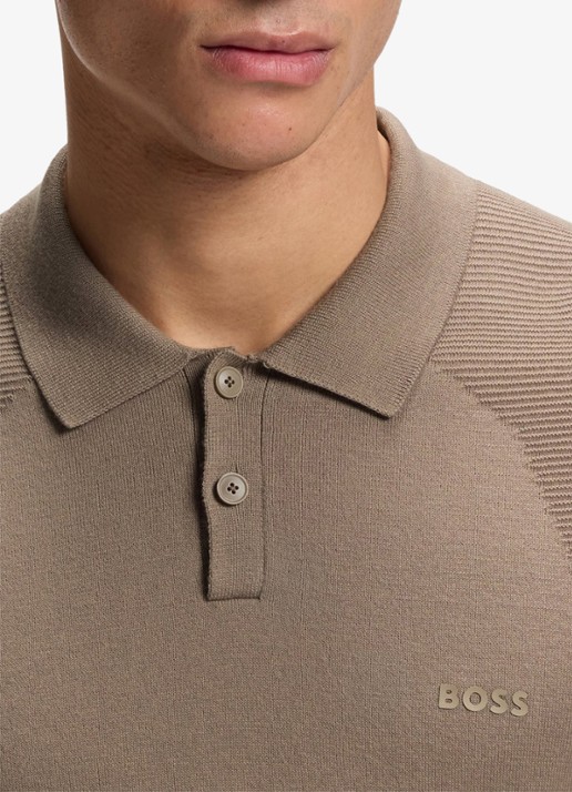 BOSS Polo met logoborduring - detail 4 bruin