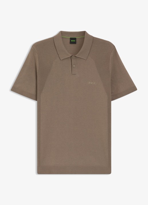 BOSS Polo met logoborduring - voorkant bruin