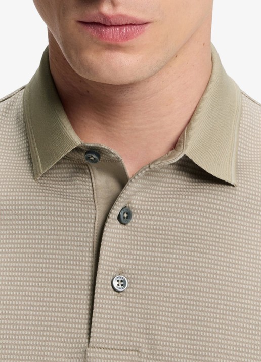 BOSS Polo met streepprint - detail 2 beige