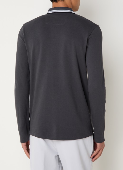 BOSS Polo van katoenpiqué met contrastlogo - achterkant 3 donkergrijs