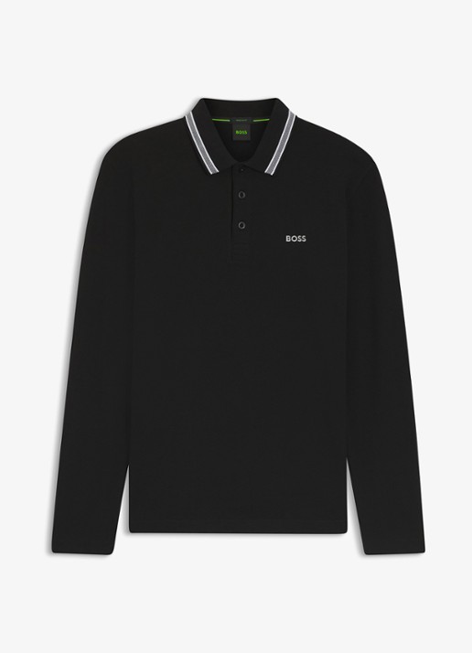 BOSS Polo van katoenpiqué met contrastlogo